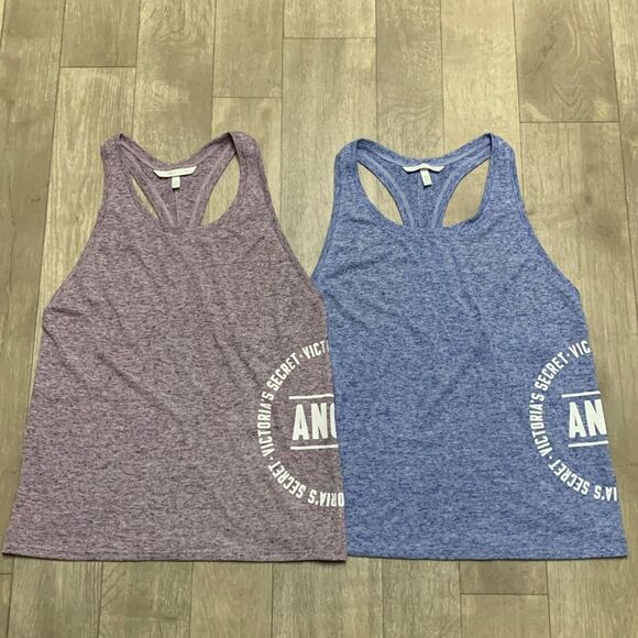 Victoria’s Secrets “Angel” Racerback Set Of‎ 2 Yoga Gym Running Tanktops - Picture 1 of 8